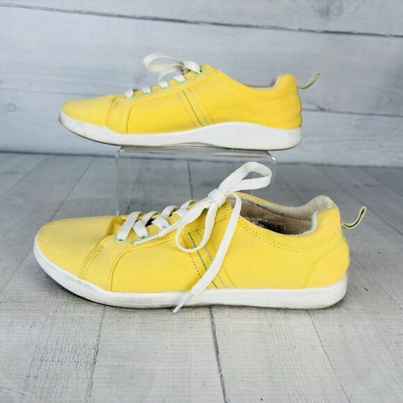 Vionic Beach STINSON Yellow Canvas Padded Insole Washable Lace Up Sneakers Sz 7 - Picture 5 of 16